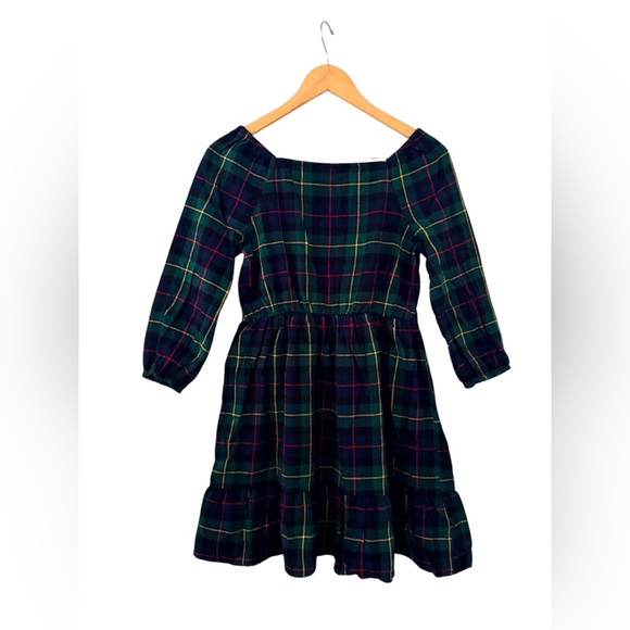 The Children’s Place Girls Matching Family Plaid Flannel Tiered Dress - Green - Picture 5 of 12